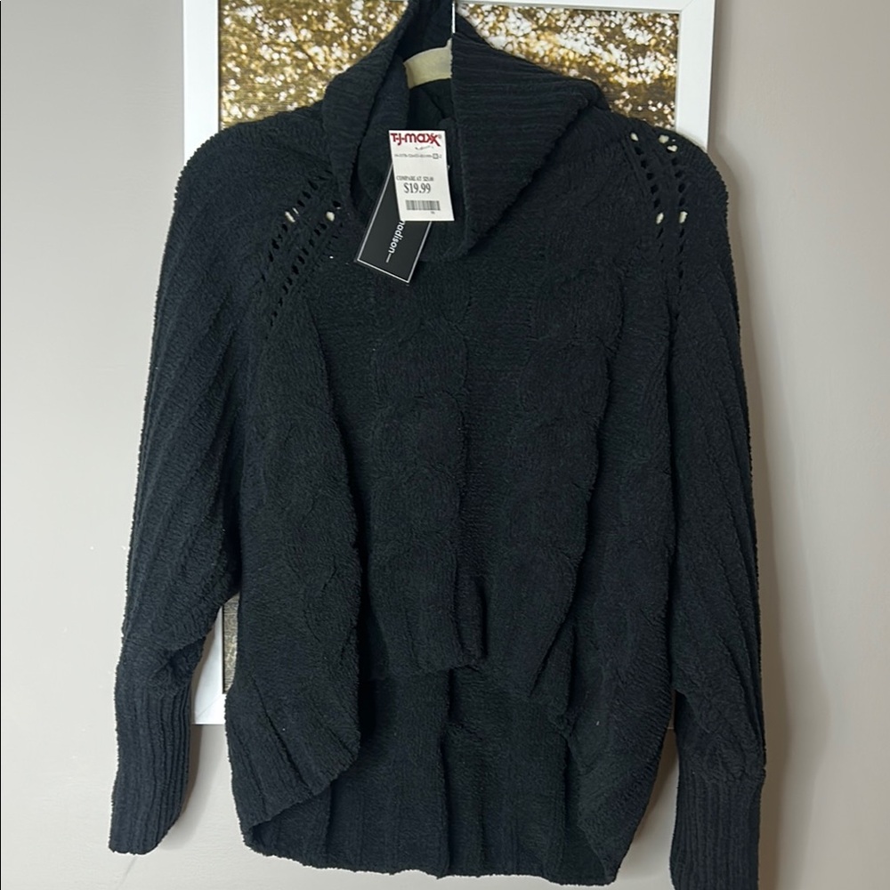 Black Cable Knit Women's Sweater